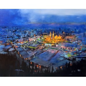 Shan Amrohvi, 30 x 36 inch, Acrylic on Canvas, Cityscape Painting, AC-SA-173